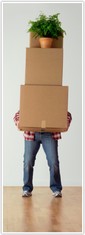 Man holding storage boxes